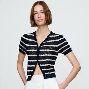 Striped Navy and White Women's Cardigan